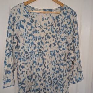 Blue Leopard Print Women's Top
